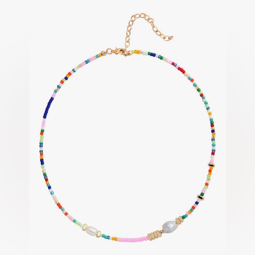 Colorful Beaded Necklace with Gold Accents
